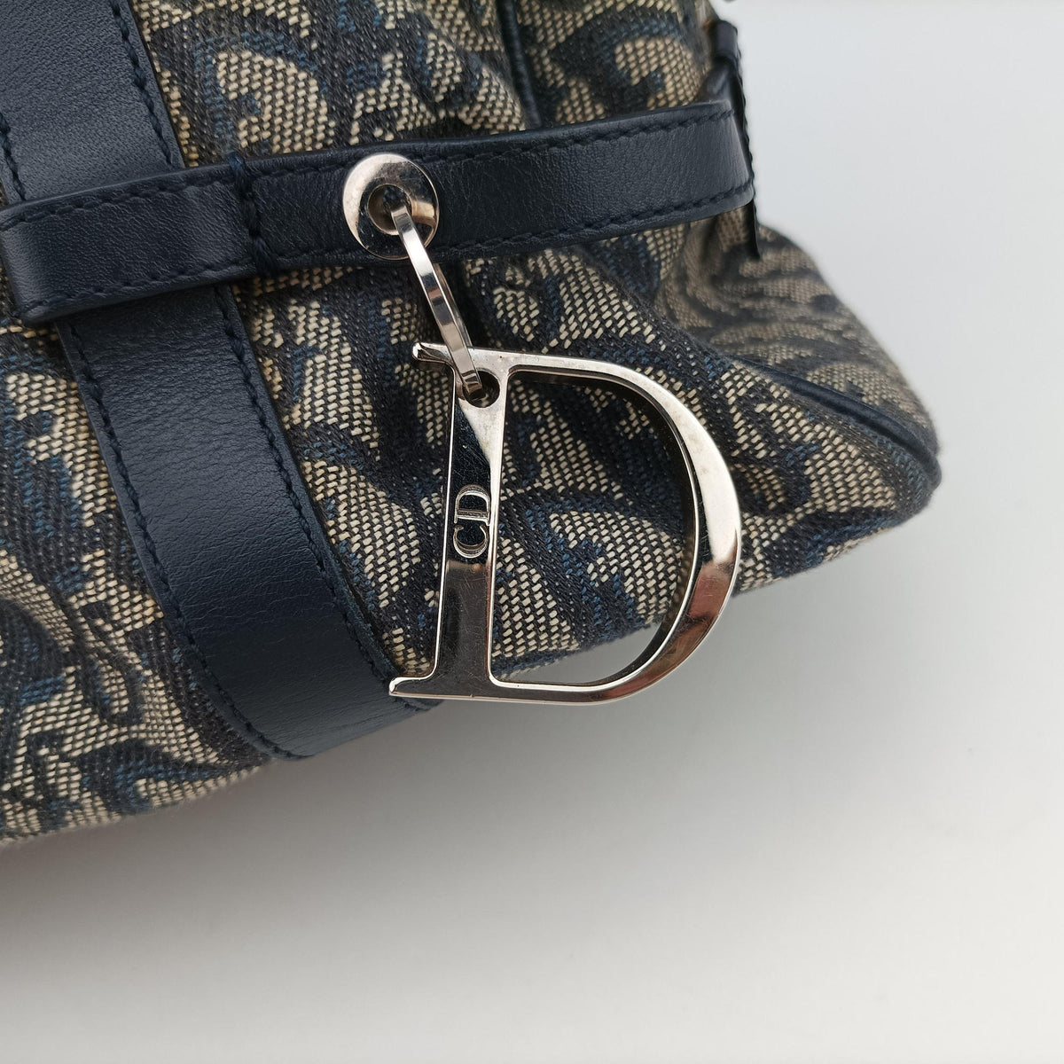 Pre-owned Christian Dior Trotter Navy×Gray Jacquard  shoulderbag | stylenewstar