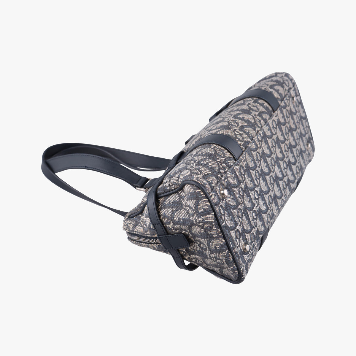 Pre-owned Christian Dior Trotter Navy×Gray Jacquard  shoulderbag | stylenewstar