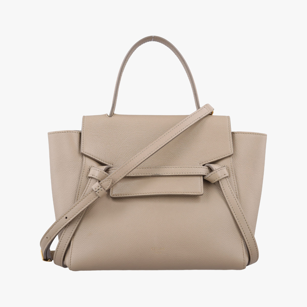 Pre-owned Celine Belt Mini Beige Leather  shoulderbag | stylenewstar