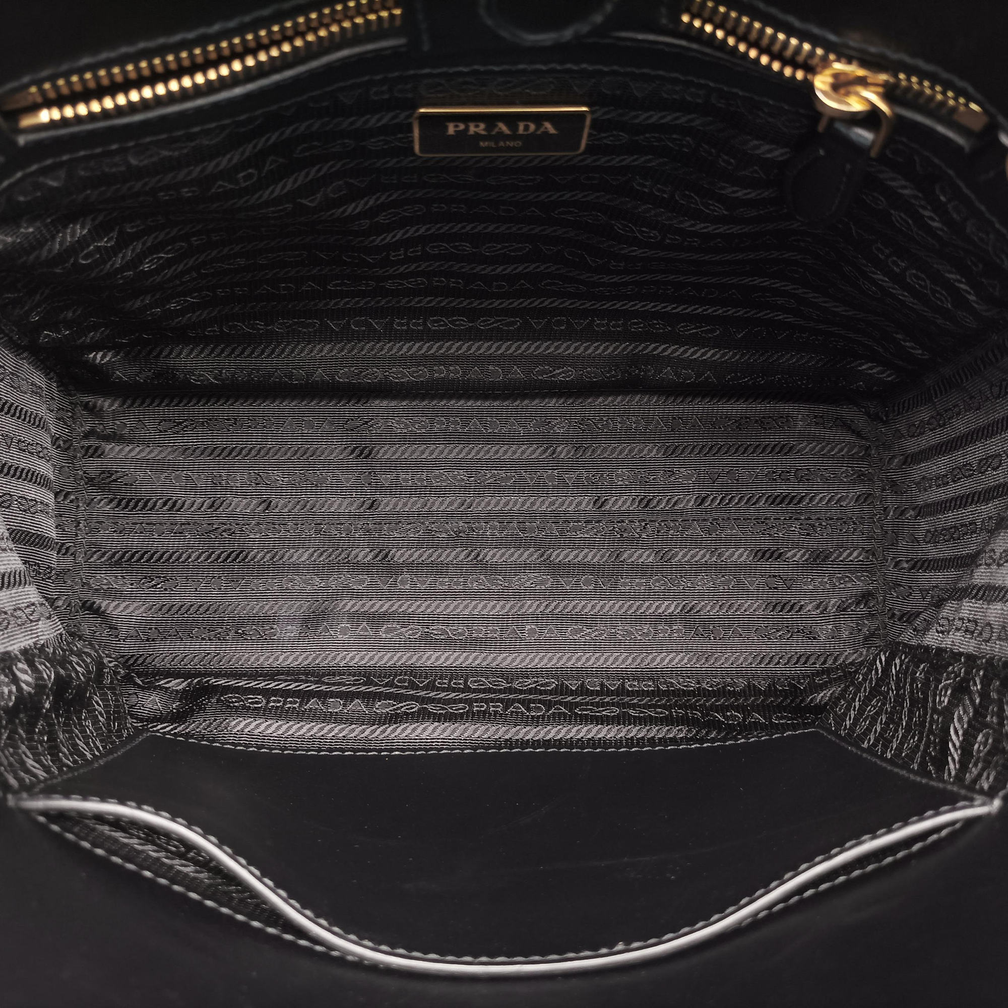 Pre-owned Prada Monochrome Black SAFFIANO Leather 1BA113 shoulderbag | stylenewstar
