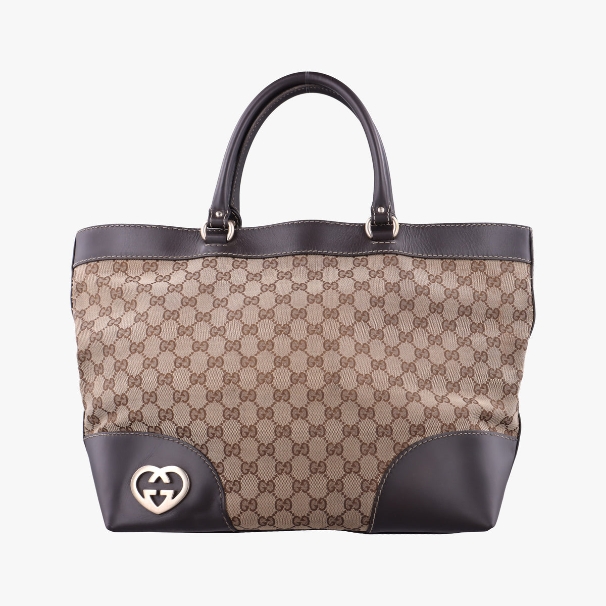 Pre-owned Gucci Lovely Brown Canvas×Leather 257071 handbag | stylenewstar