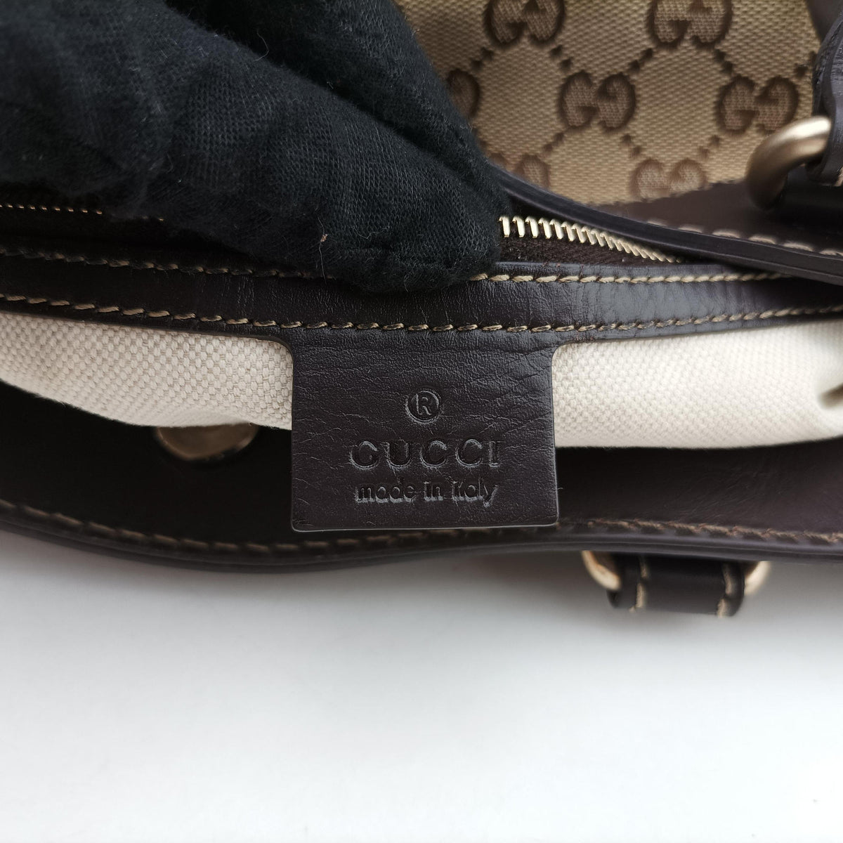 Pre-owned Gucci Lovely Brown Canvas×Leather 257071 handbag | stylenewstar