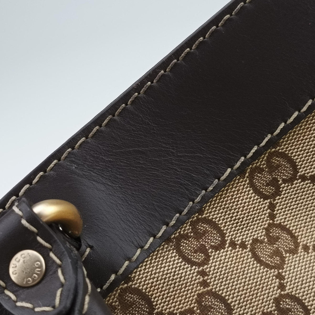 Pre-owned Gucci Lovely Brown Canvas×Leather 257071 handbag | stylenewstar