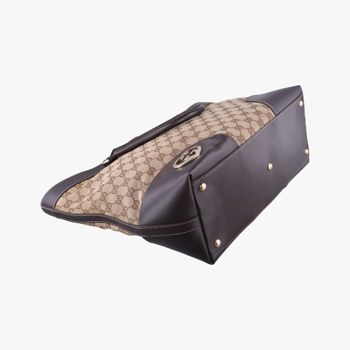 Pre-owned Gucci Lovely Brown Canvas×Leather 257071 handbag | stylenewstar