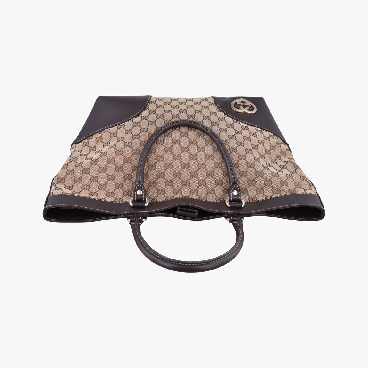 Pre-owned Gucci Lovely Brown Canvas×Leather 257071 handbag | stylenewstar
