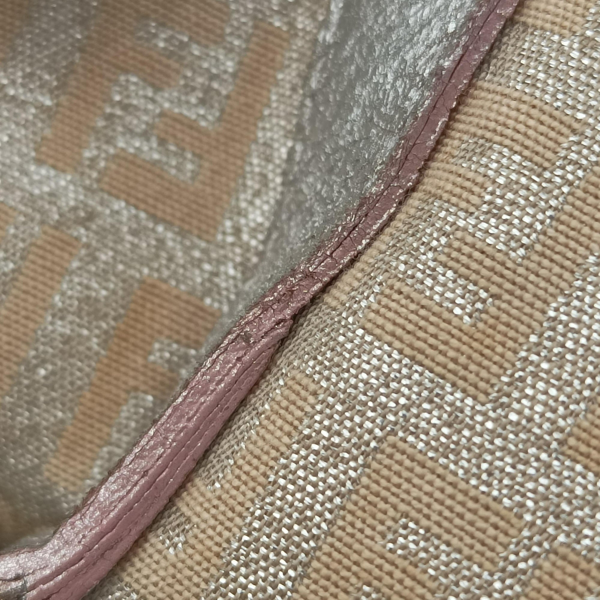 Pre-owned Fendi Zucchino Glitter Logo Silver canvas 8BL068 handbag | stylenewstar