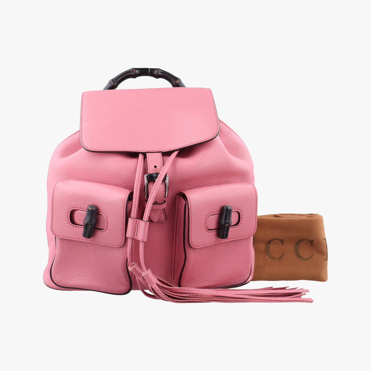 Pre-owned Gucci Bamboo fringe tassel Pink Leather 370833 backpack/rucksack | stylenewstar