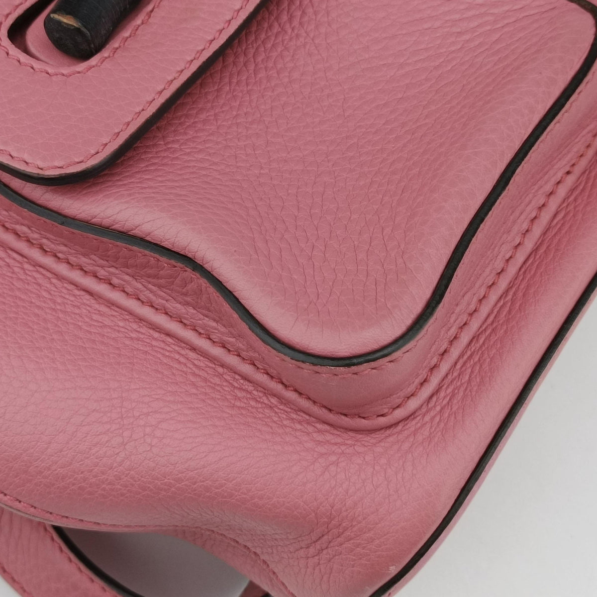 Pre-owned Gucci Bamboo fringe tassel Pink Leather 370833 backpack/rucksack | stylenewstar