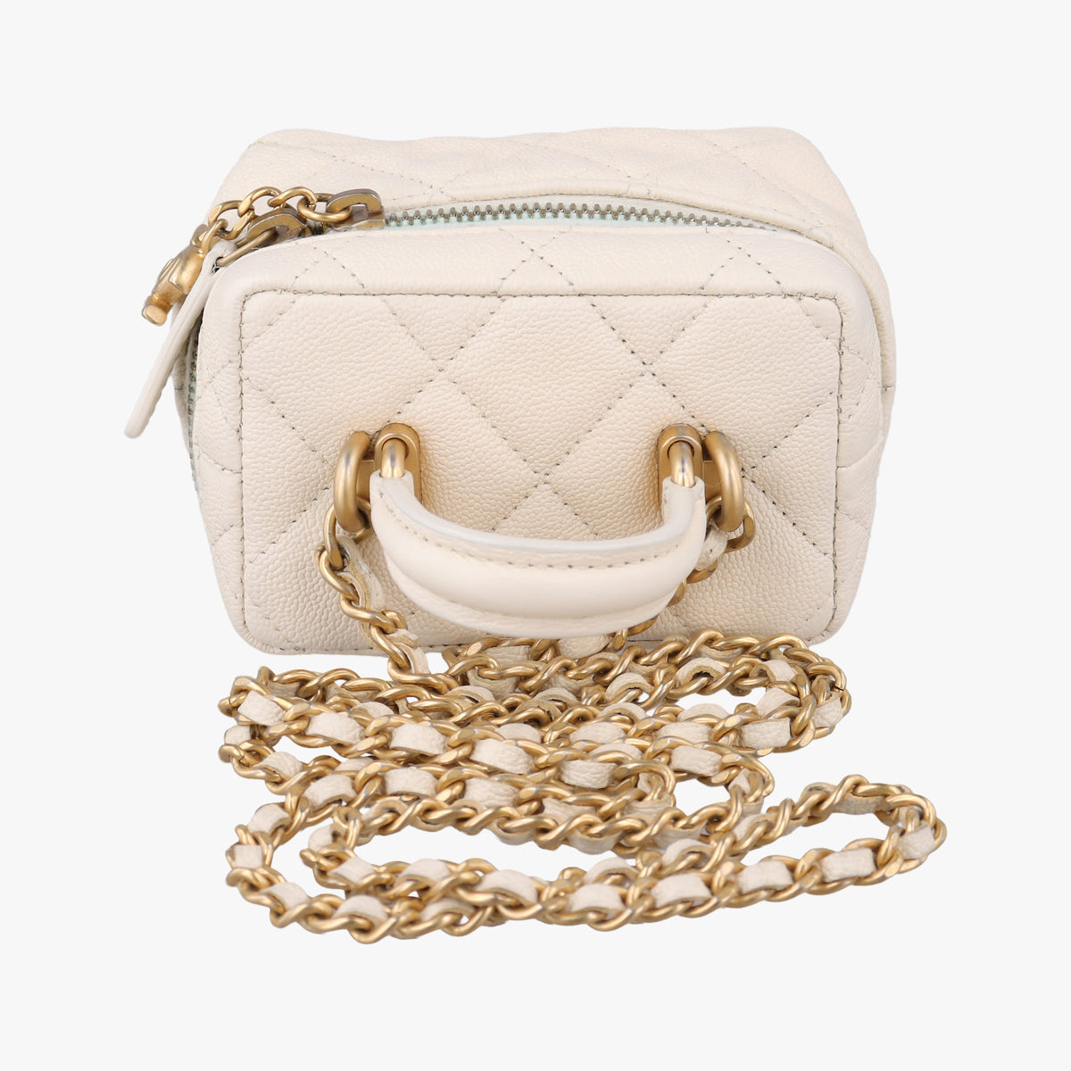 Vintage Chanel Micro Vanity Case White caviar skin AP2194 shoulderbag | stylenewstar