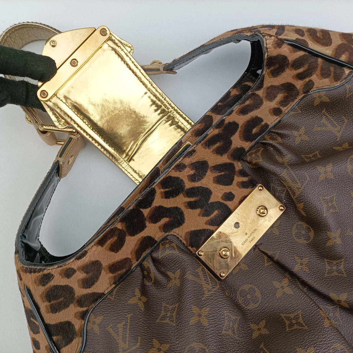 Vintage Louis Vuitton Leopard Polly Monogram Leopard Python leather×pony M95282 shoulderbag | stylenewstar