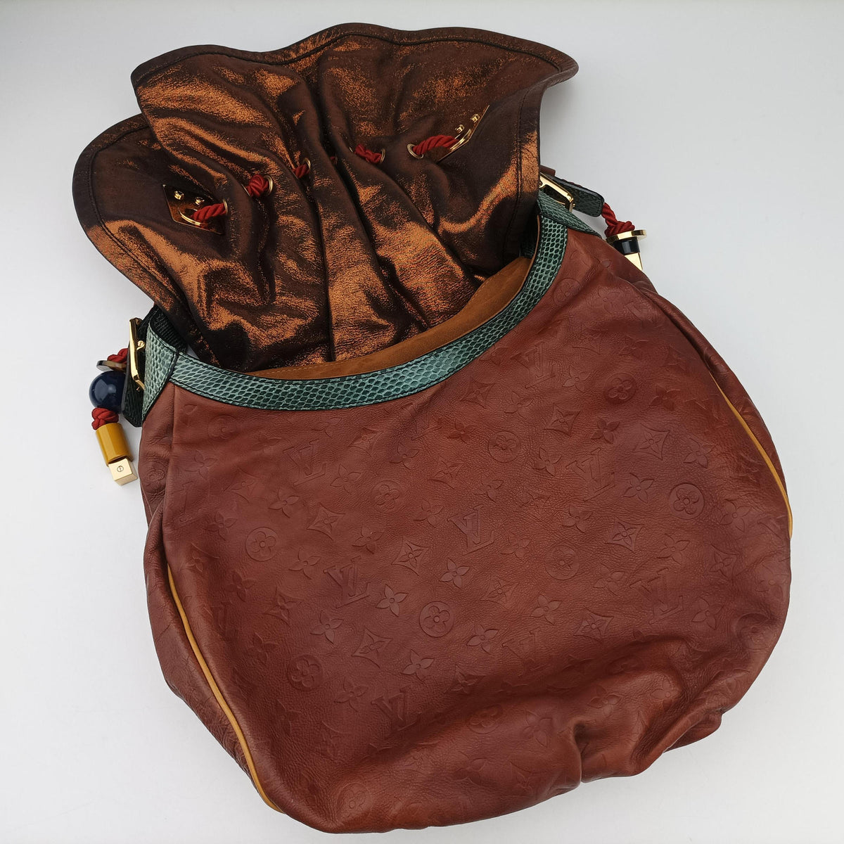 Pre-owned Louis Vuitton Kalahari GM Brown Monogram Epice ×Python M97002 shoulderbag | stylenewstar