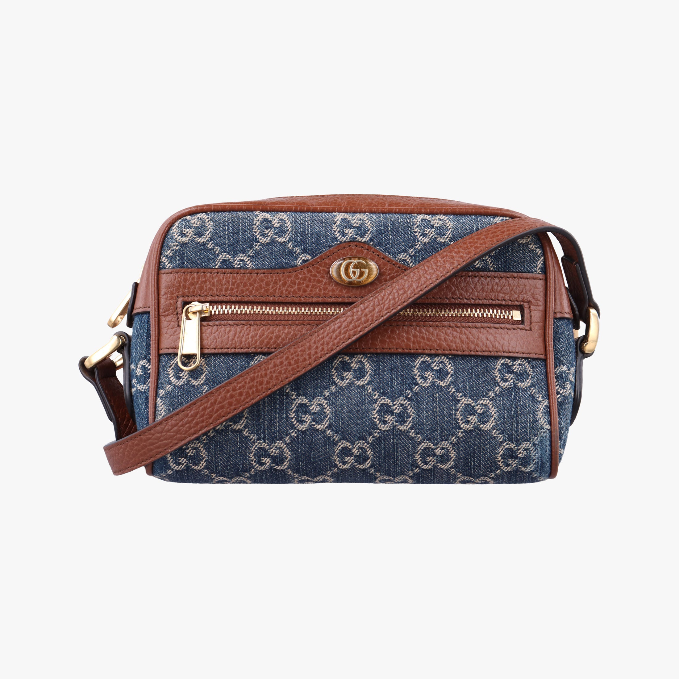 Secondhand Gucci OPHIDIA Blue×Black Denim×leather 517350 shoulderbag | stylenewstar
