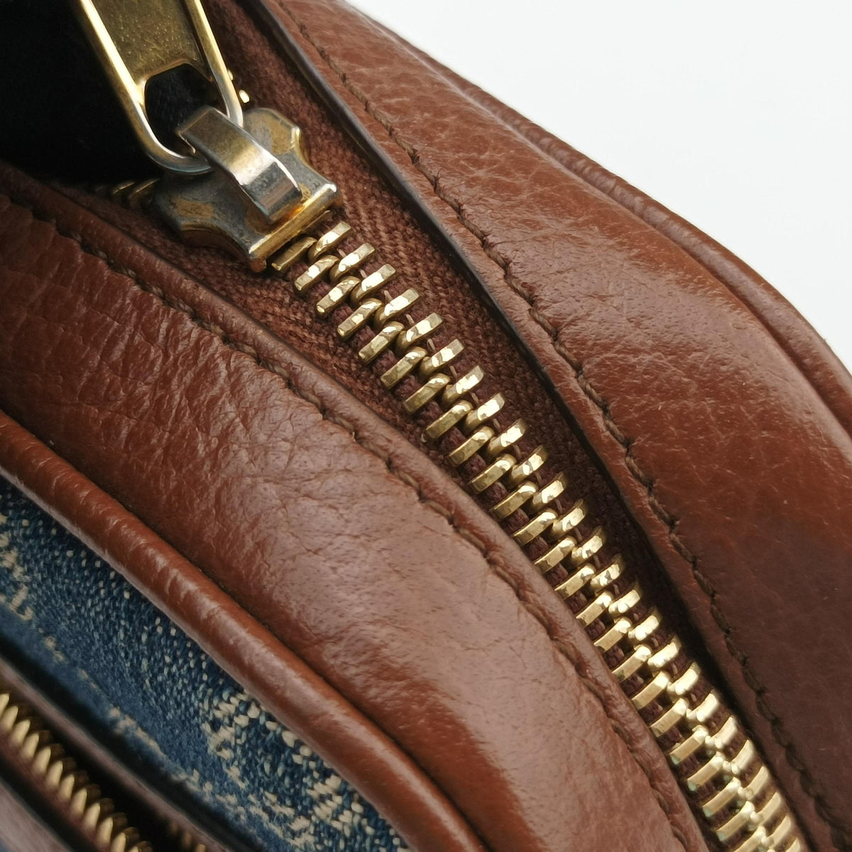 Secondhand Gucci OPHIDIA Blue×Black Denim×leather 517350 shoulderbag | stylenewstar