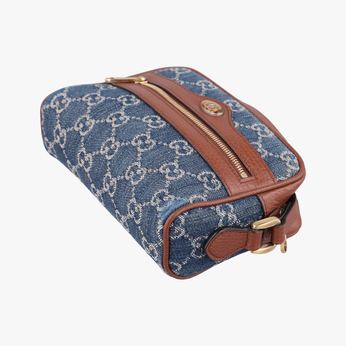 Secondhand Gucci OPHIDIA Blue×Black Denim×leather 517350 shoulderbag | stylenewstar