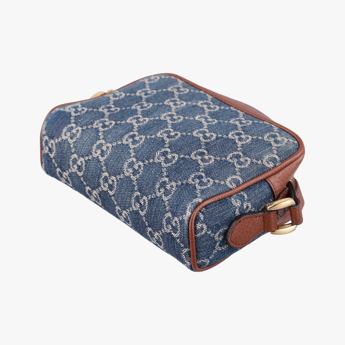 Secondhand Gucci OPHIDIA Blue×Black Denim×leather 517350 shoulderbag | stylenewstar