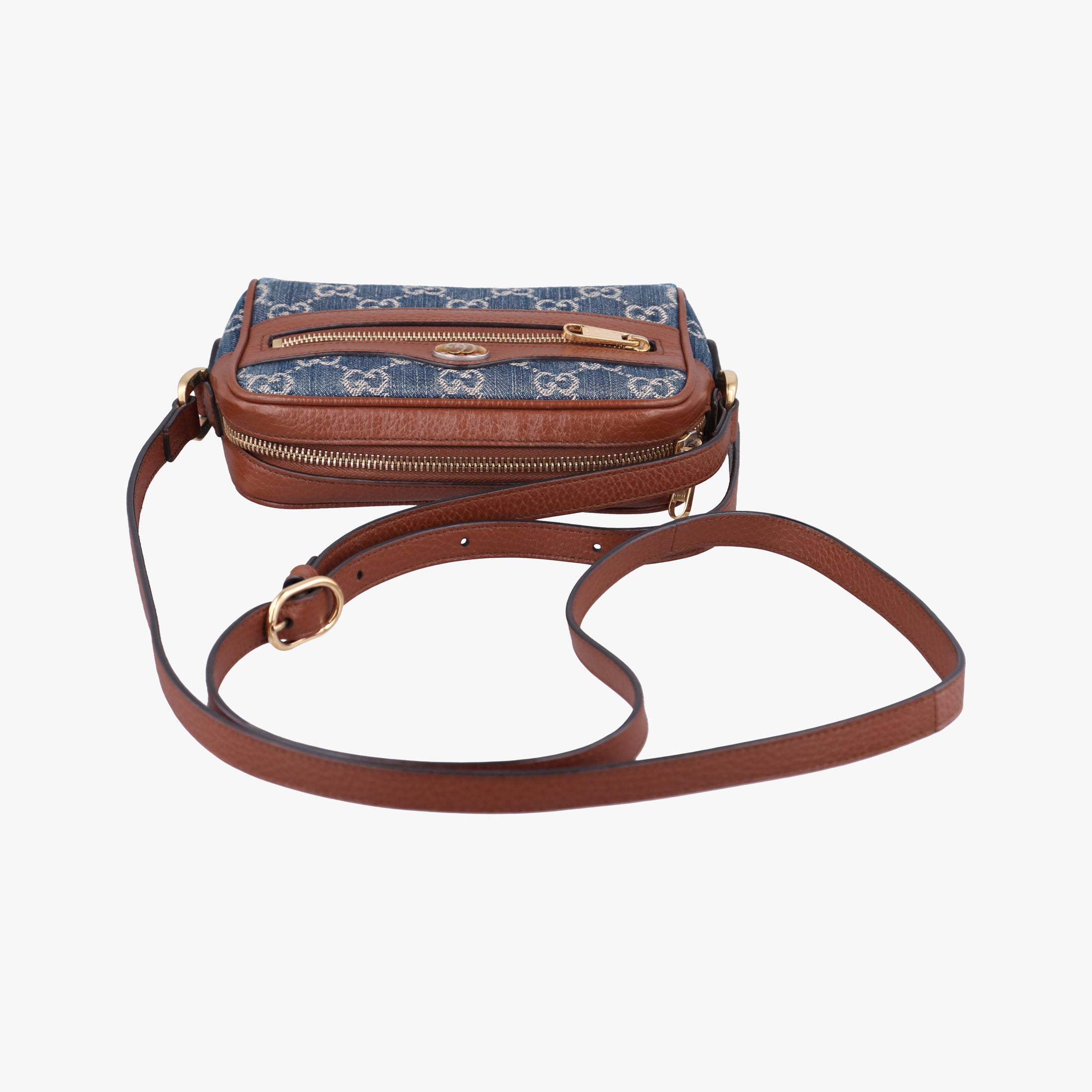 Secondhand Gucci OPHIDIA Blue×Black Denim×leather 517350 shoulderbag | stylenewstar