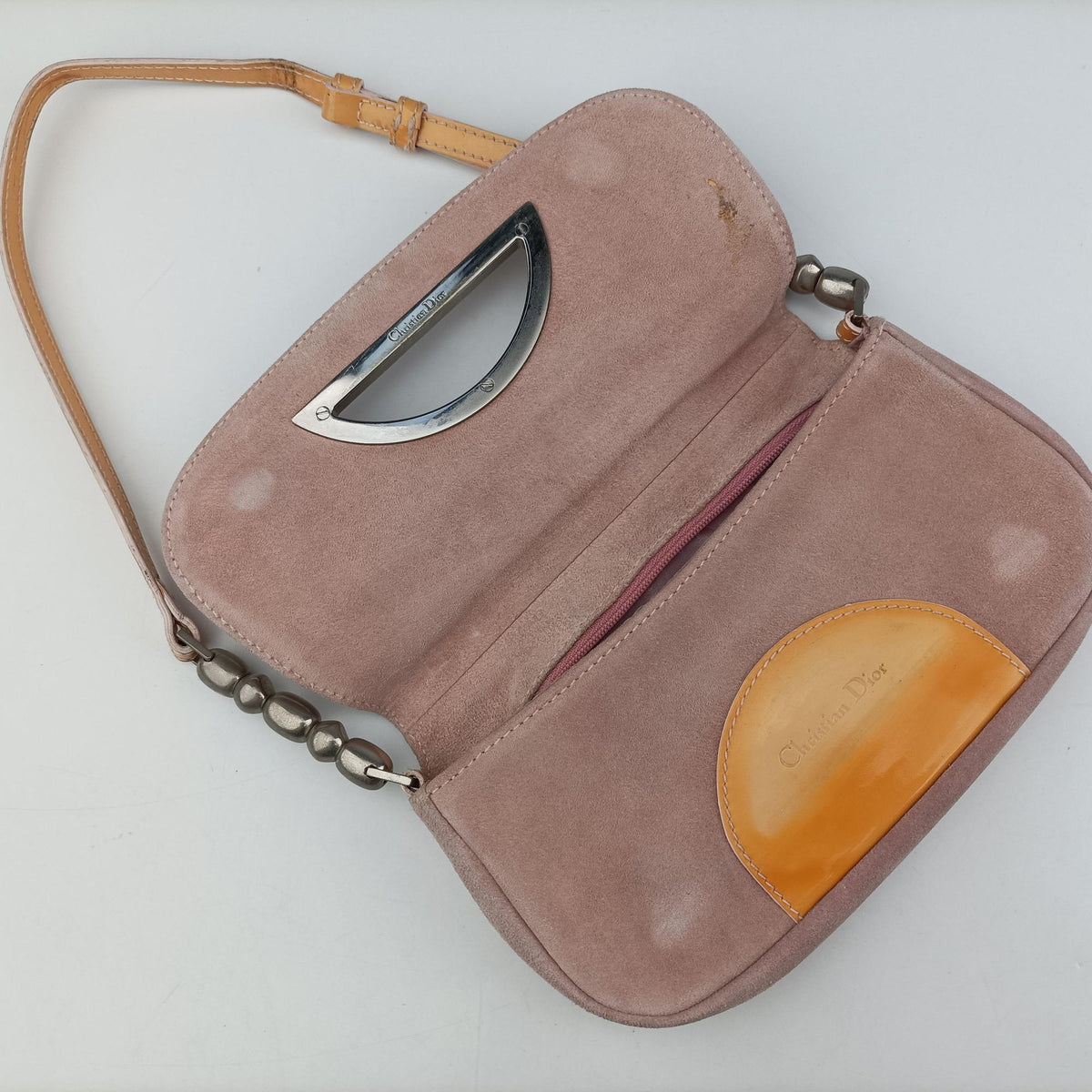 Secondhand Christian Dior Marispearl Pink Suede  shoulderbag | stylenewstar