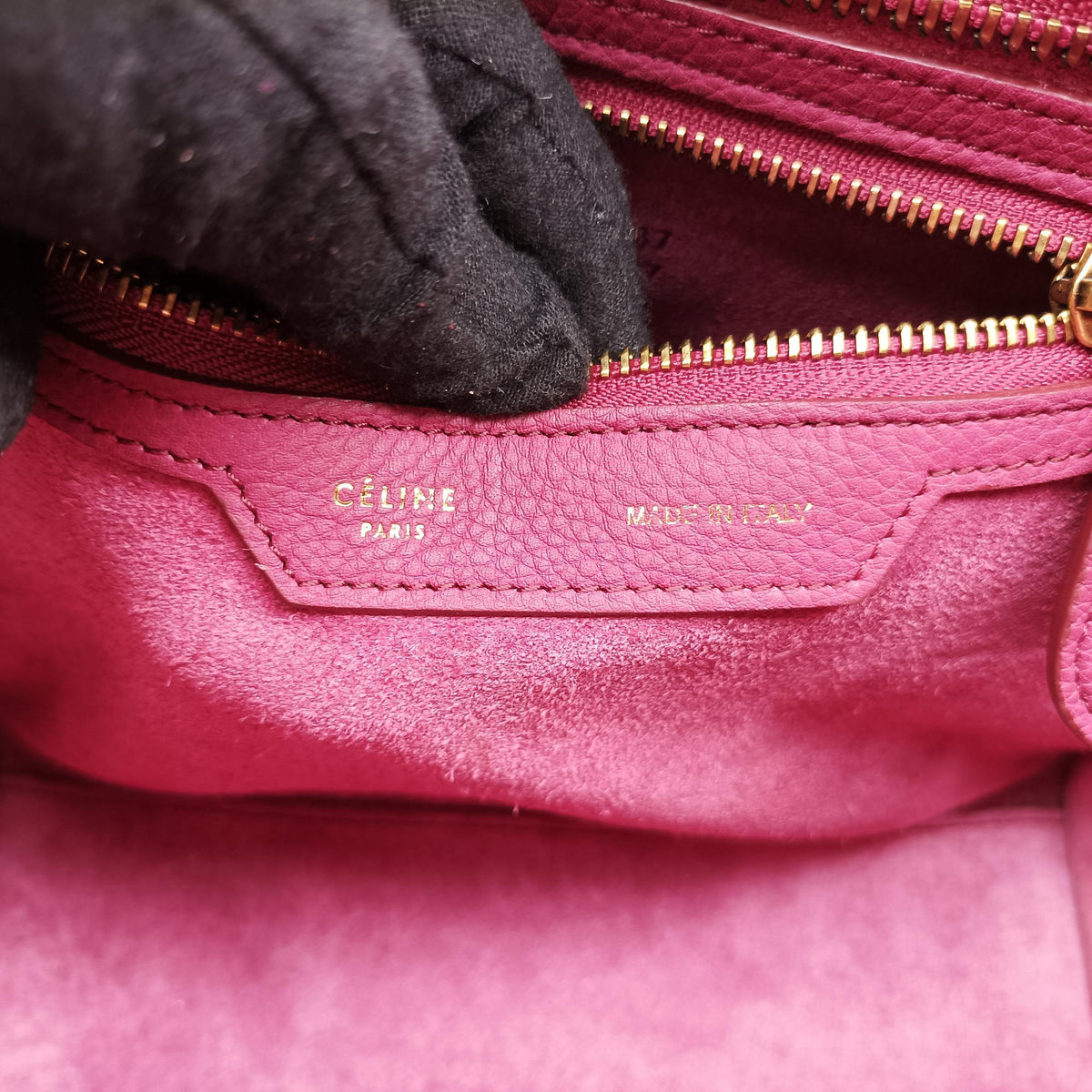 Secondhand Celine Luggage Micro shopper raspberry Leather  handbag | stylenewstar