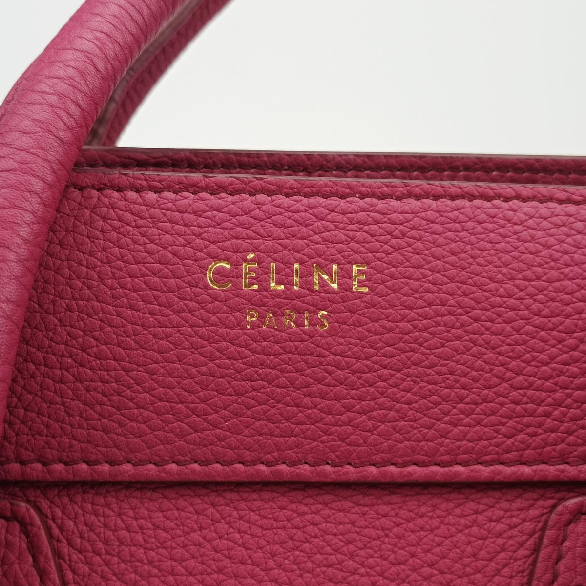 Secondhand Celine Luggage Micro shopper raspberry Leather  handbag | stylenewstar