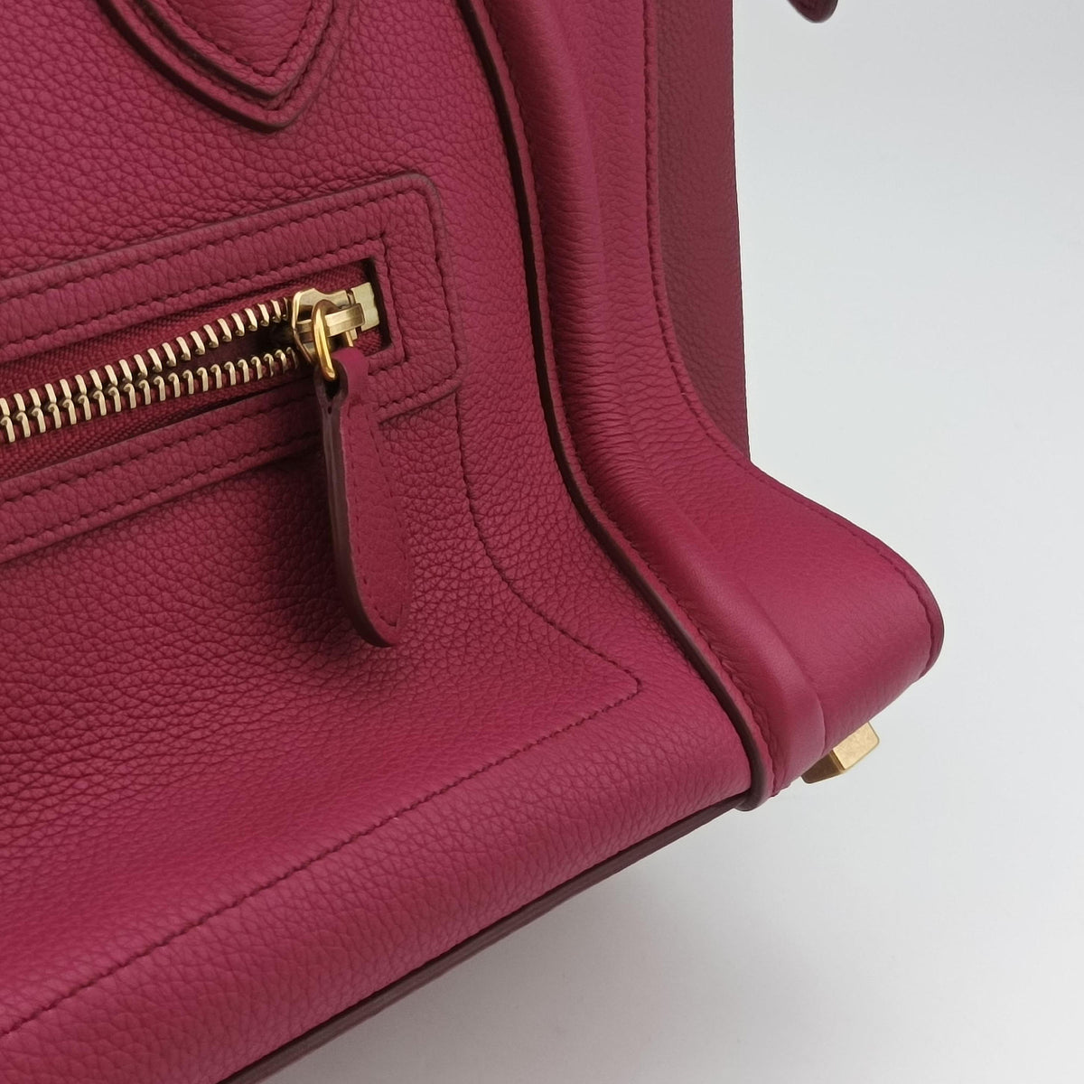 Secondhand Celine Luggage Micro shopper raspberry Leather  handbag | stylenewstar