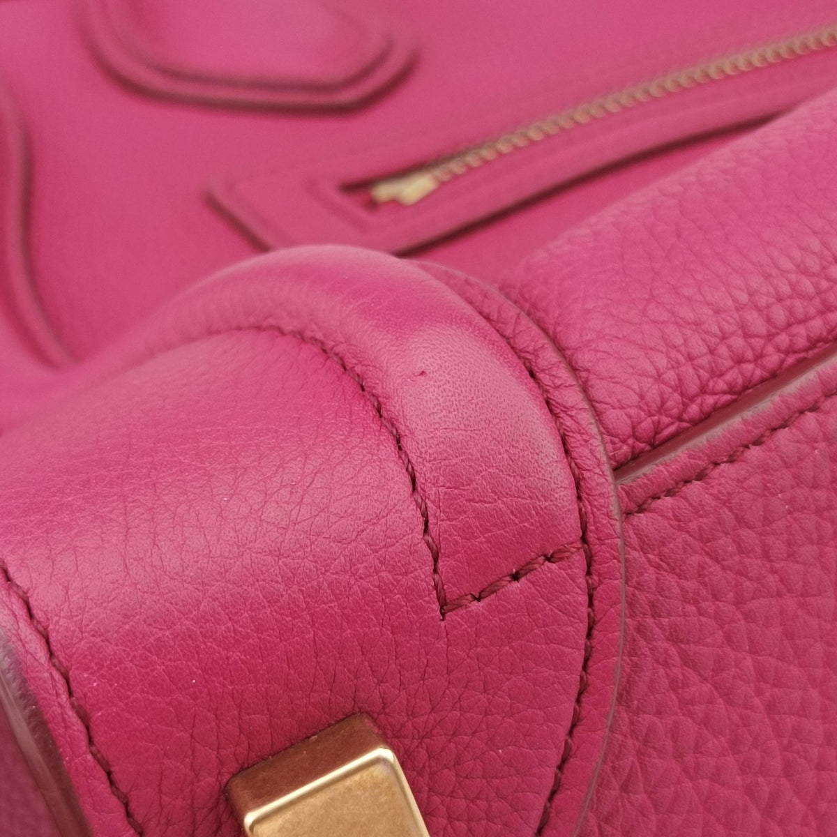 Secondhand Celine Luggage Micro shopper raspberry Leather  handbag | stylenewstar
