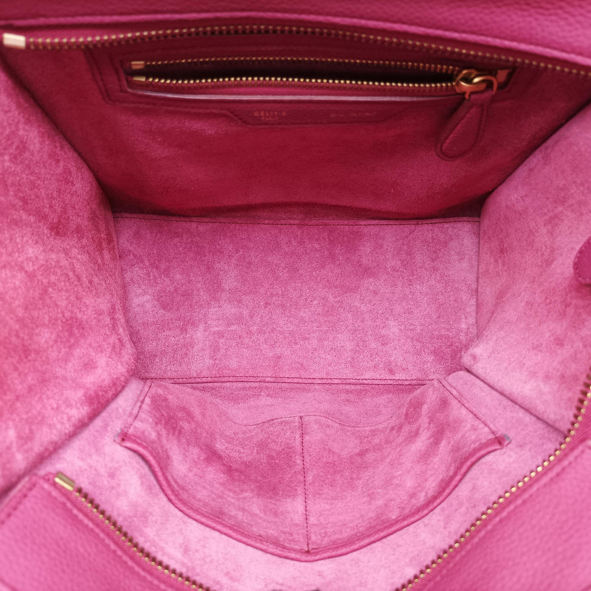 Secondhand Celine Luggage Micro shopper raspberry Leather  handbag | stylenewstar