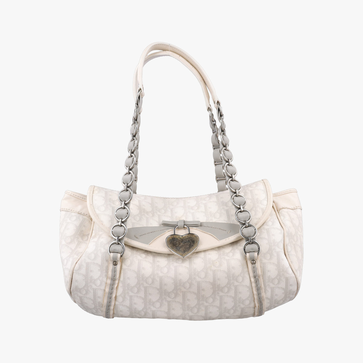 Pre-owned Christian Dior Romantique Trotter White×Gray PVC coated canvas  shoulderbag | stylenewstar