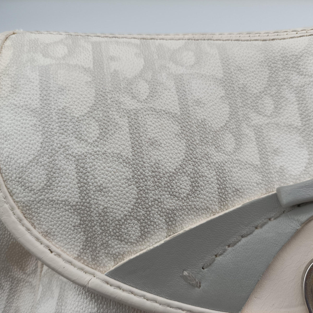 Pre-owned Christian Dior Romantique Trotter White×Gray PVC coated canvas  shoulderbag | stylenewstar