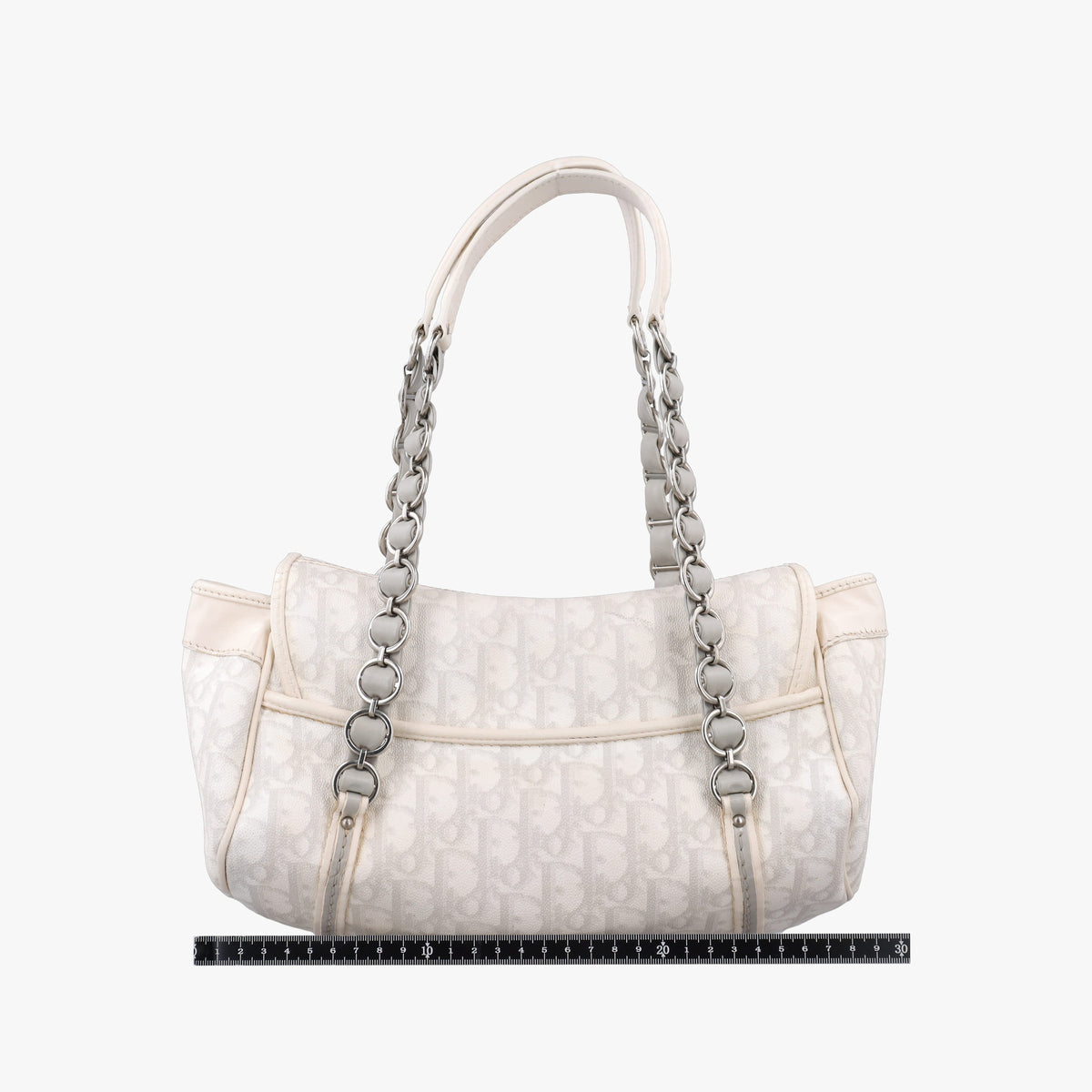 Pre-owned Christian Dior Romantique Trotter White×Gray PVC coated canvas  shoulderbag | stylenewstar