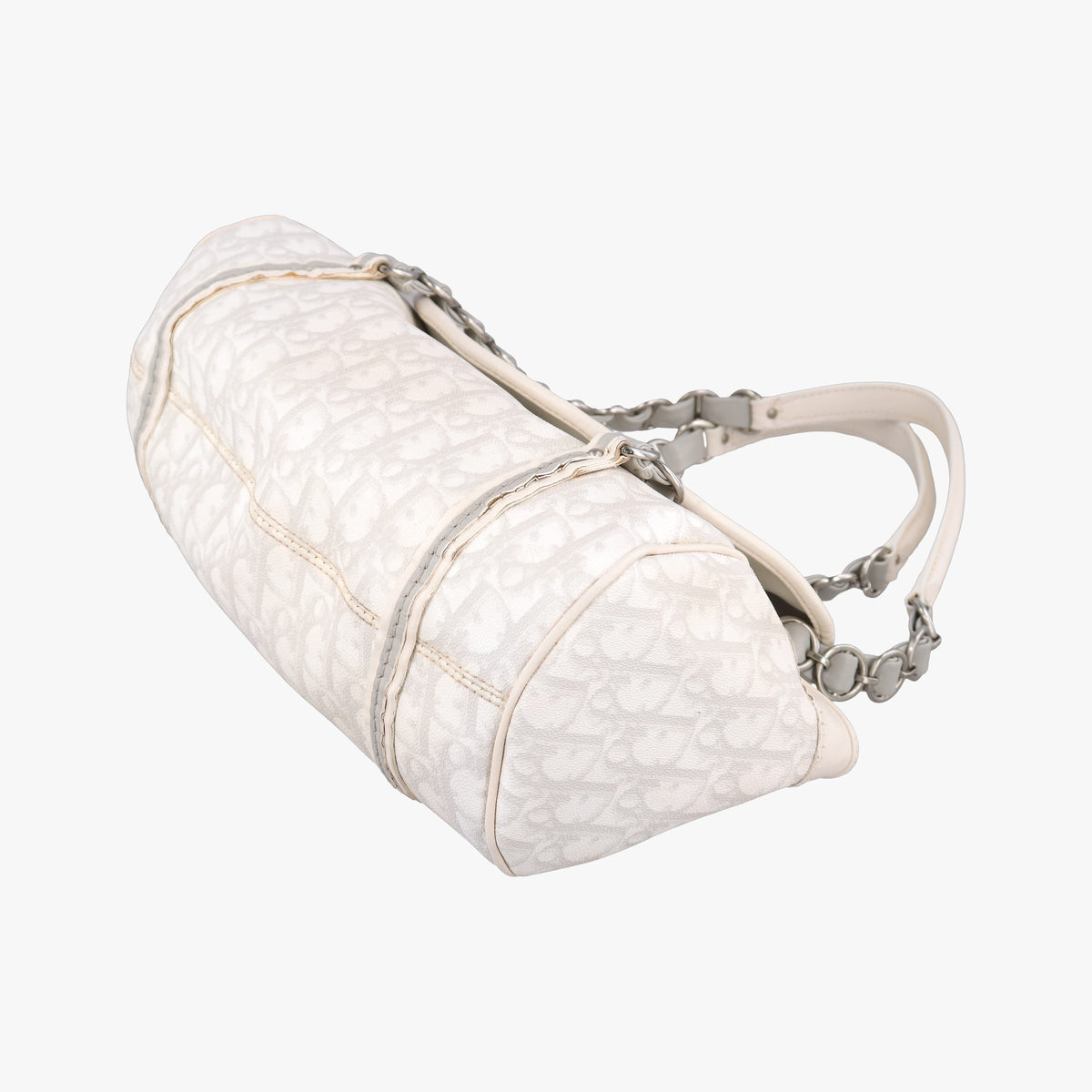 Pre-owned Christian Dior Romantique Trotter White×Gray PVC coated canvas  shoulderbag | stylenewstar