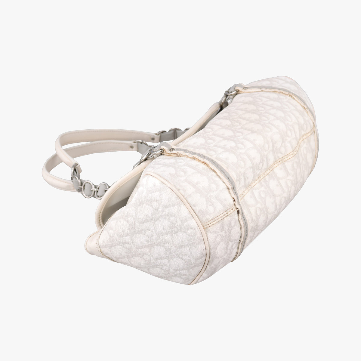 Pre-owned Christian Dior Romantique Trotter White×Gray PVC coated canvas  shoulderbag | stylenewstar