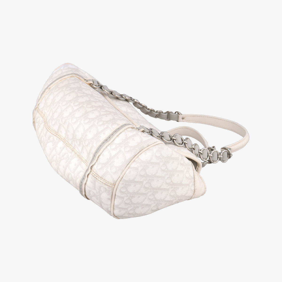 Pre-owned Christian Dior Romantique Trotter White×Gray PVC coated canvas  shoulderbag | stylenewstar