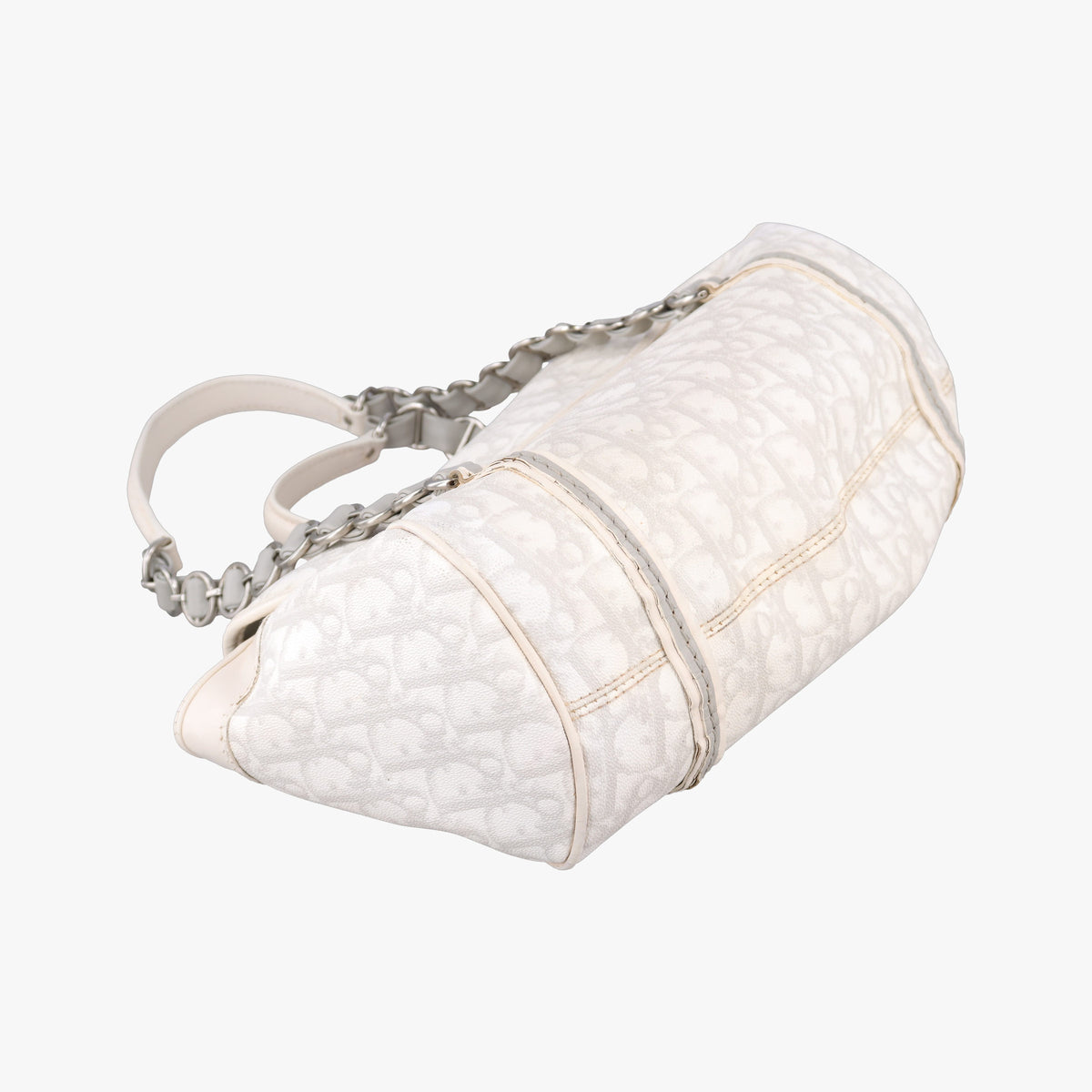Pre-owned Christian Dior Romantique Trotter White×Gray PVC coated canvas  shoulderbag | stylenewstar