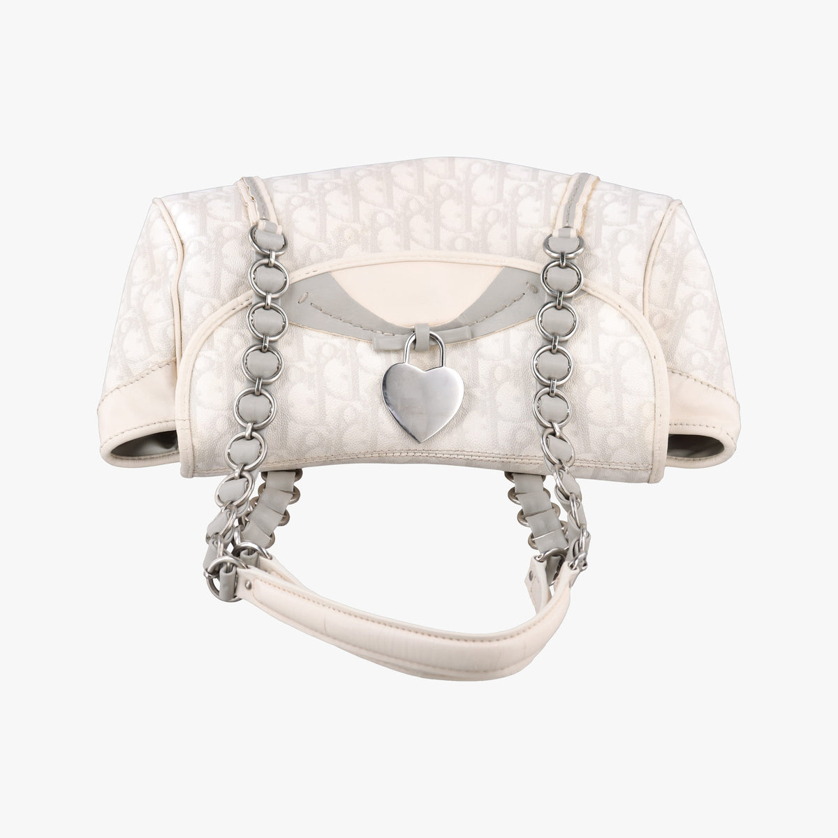 Pre-owned Christian Dior Romantique Trotter White×Gray PVC coated canvas  shoulderbag | stylenewstar