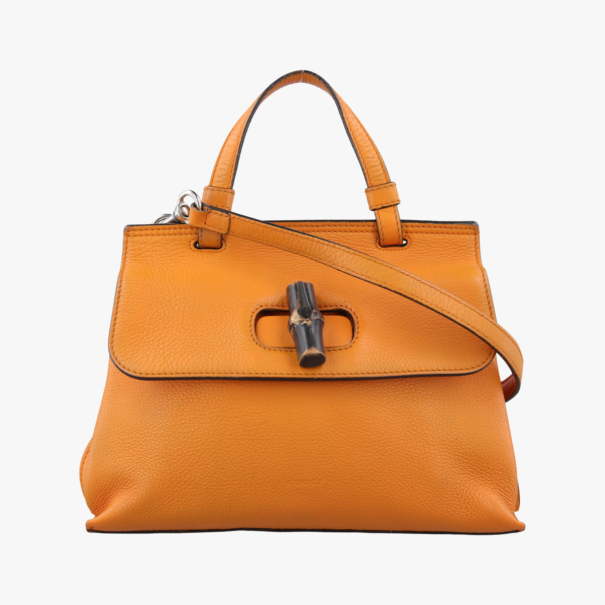 Pre-owned Gucci Bamboo Daily Orange Leather 370831 shoulderbag | stylenewstar