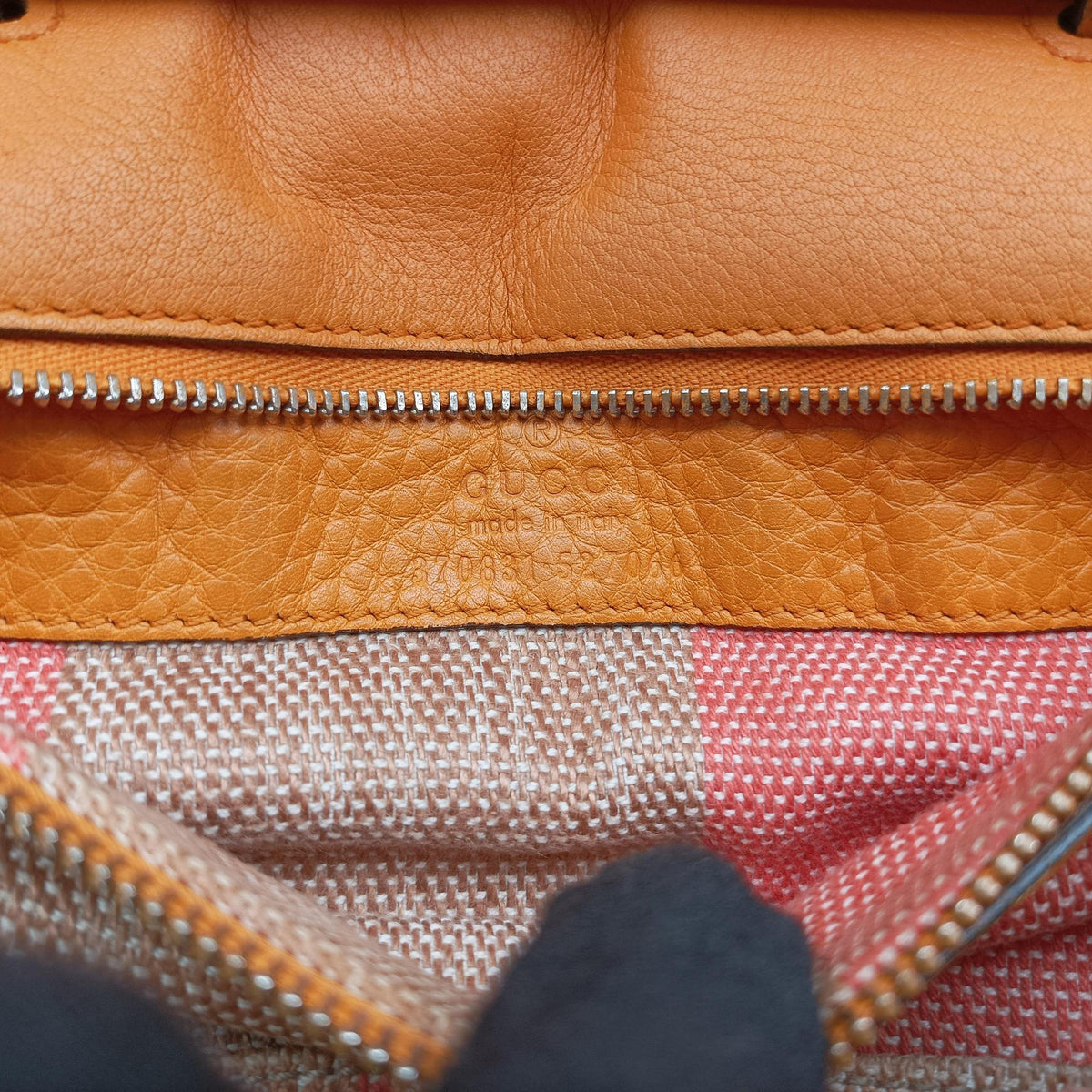 Pre-owned Gucci Bamboo Daily Orange Leather 370831 shoulderbag | stylenewstar