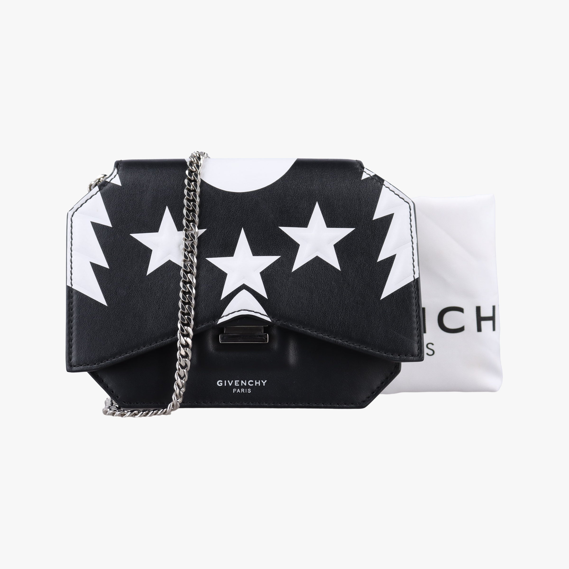 Vintage Givenchy Bow cut Star Black x White Leather  shoulderbag | stylenewstar