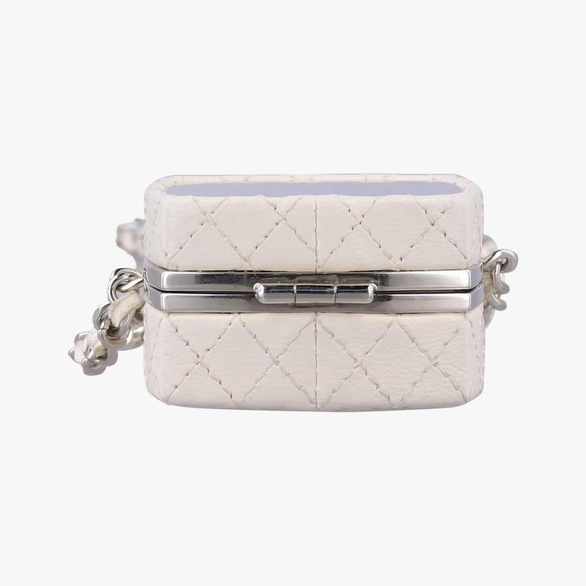 Pre-owned Chanel Make up box White Leather AP2425 shoulderbag | stylenewstar