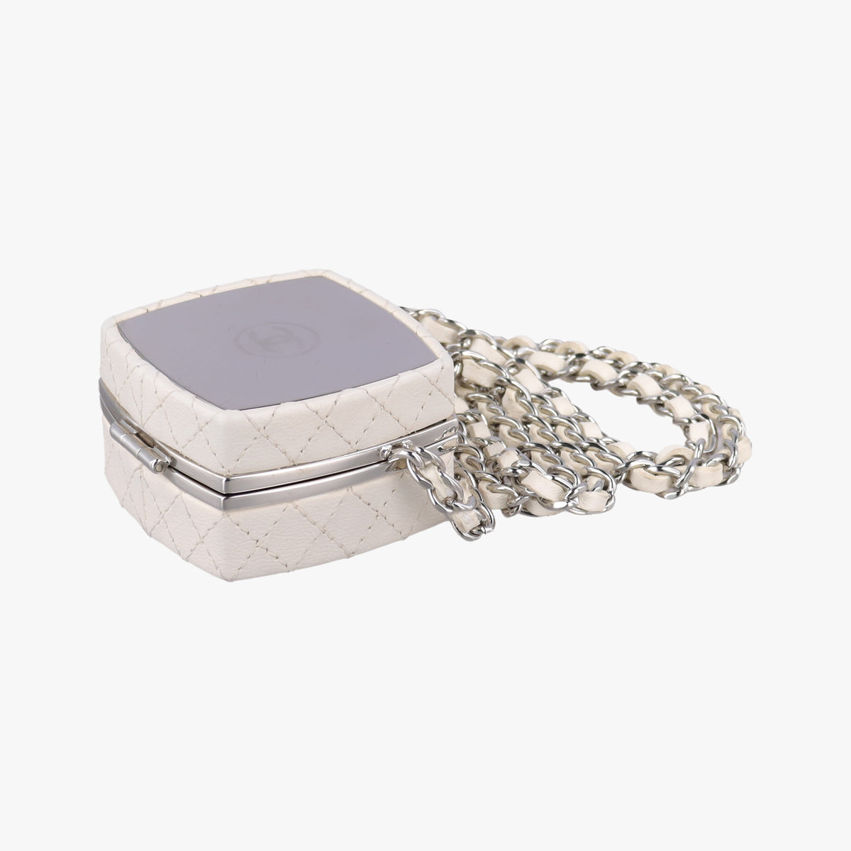 Pre-owned Chanel Make up box White Leather AP2425 shoulderbag | stylenewstar