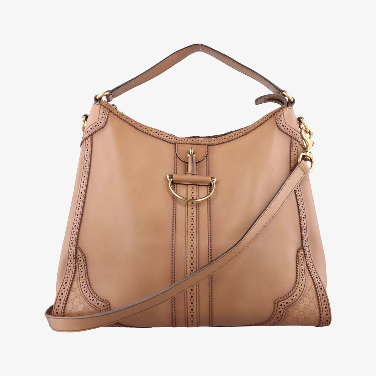 Secondhand Gucci Duilio Brogue Camel Leather 296901 shoulderbag | stylenewstar