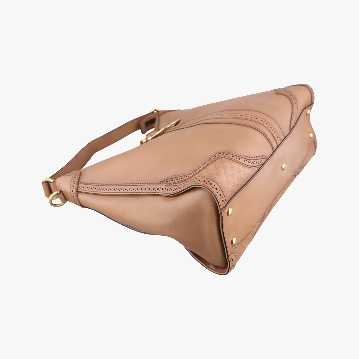 Secondhand Gucci Duilio Brogue Camel Leather 296901 shoulderbag | stylenewstar