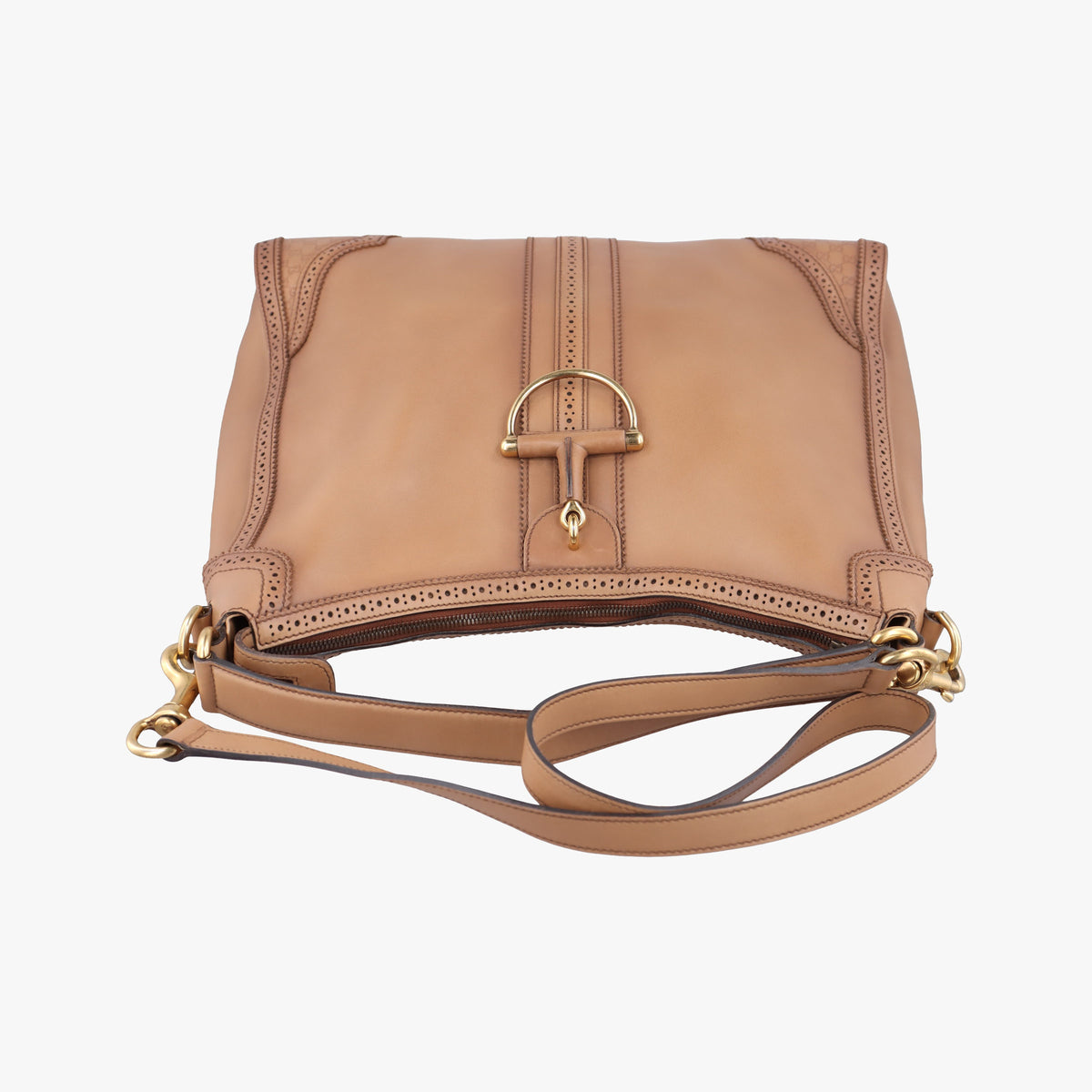 Secondhand Gucci Duilio Brogue Camel Leather 296901 shoulderbag | stylenewstar