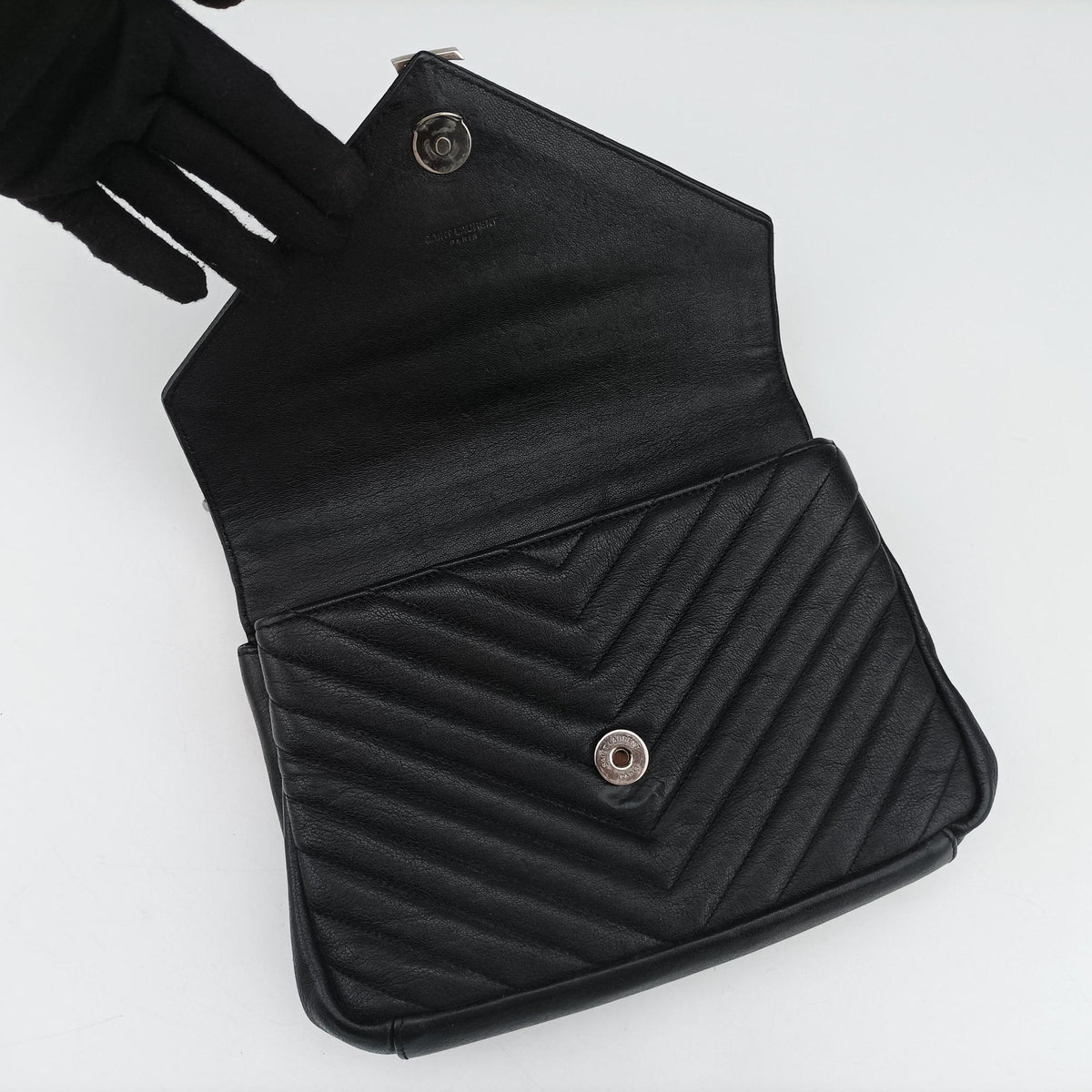 Pre-owned Yves Saint Laurent COLLEGE Black Leather 428056 shoulderbag | stylenewstar