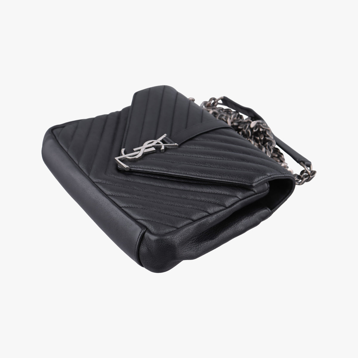 Pre-owned Yves Saint Laurent COLLEGE Black Leather 428056 shoulderbag | stylenewstar