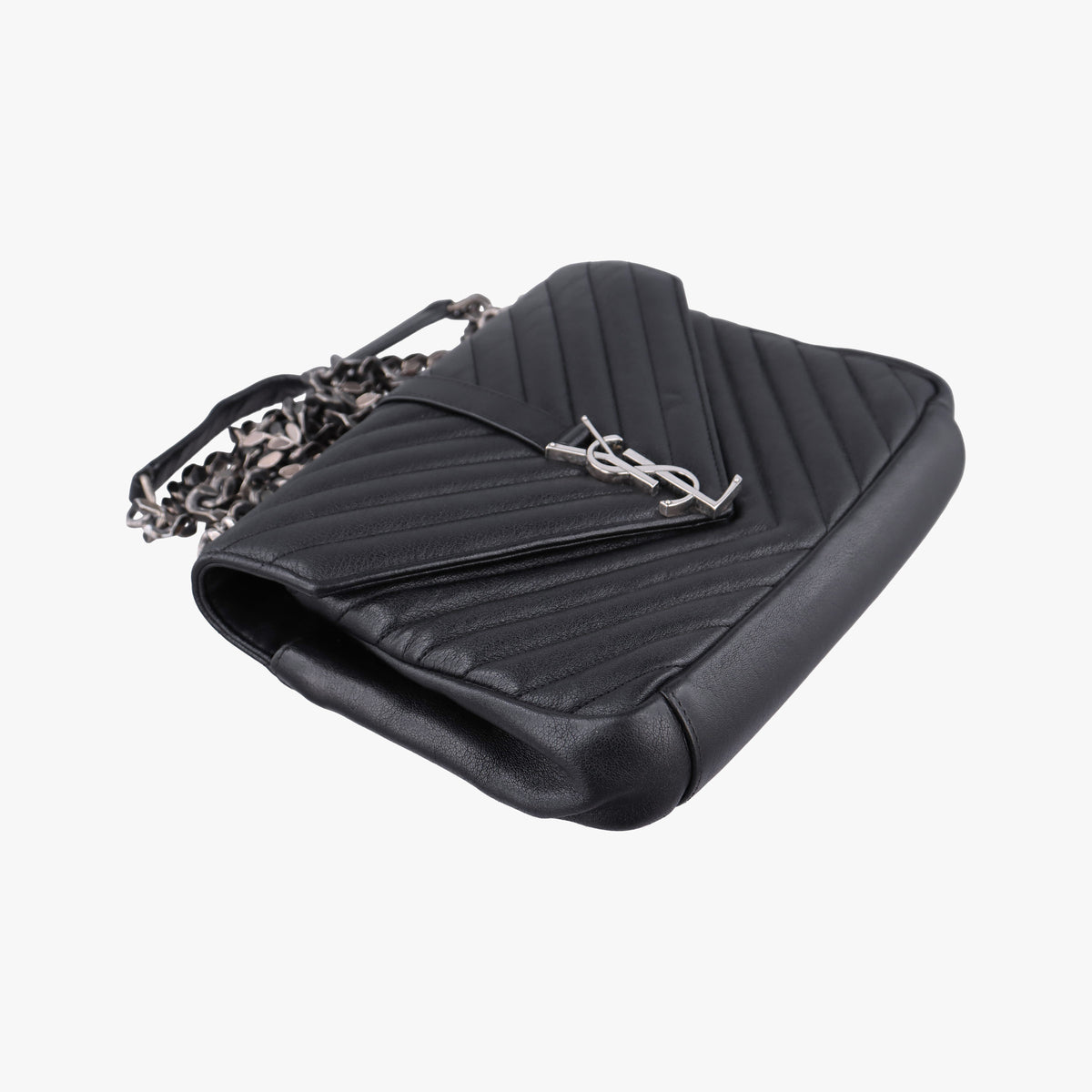 Pre-owned Yves Saint Laurent COLLEGE Black Leather 428056 shoulderbag | stylenewstar