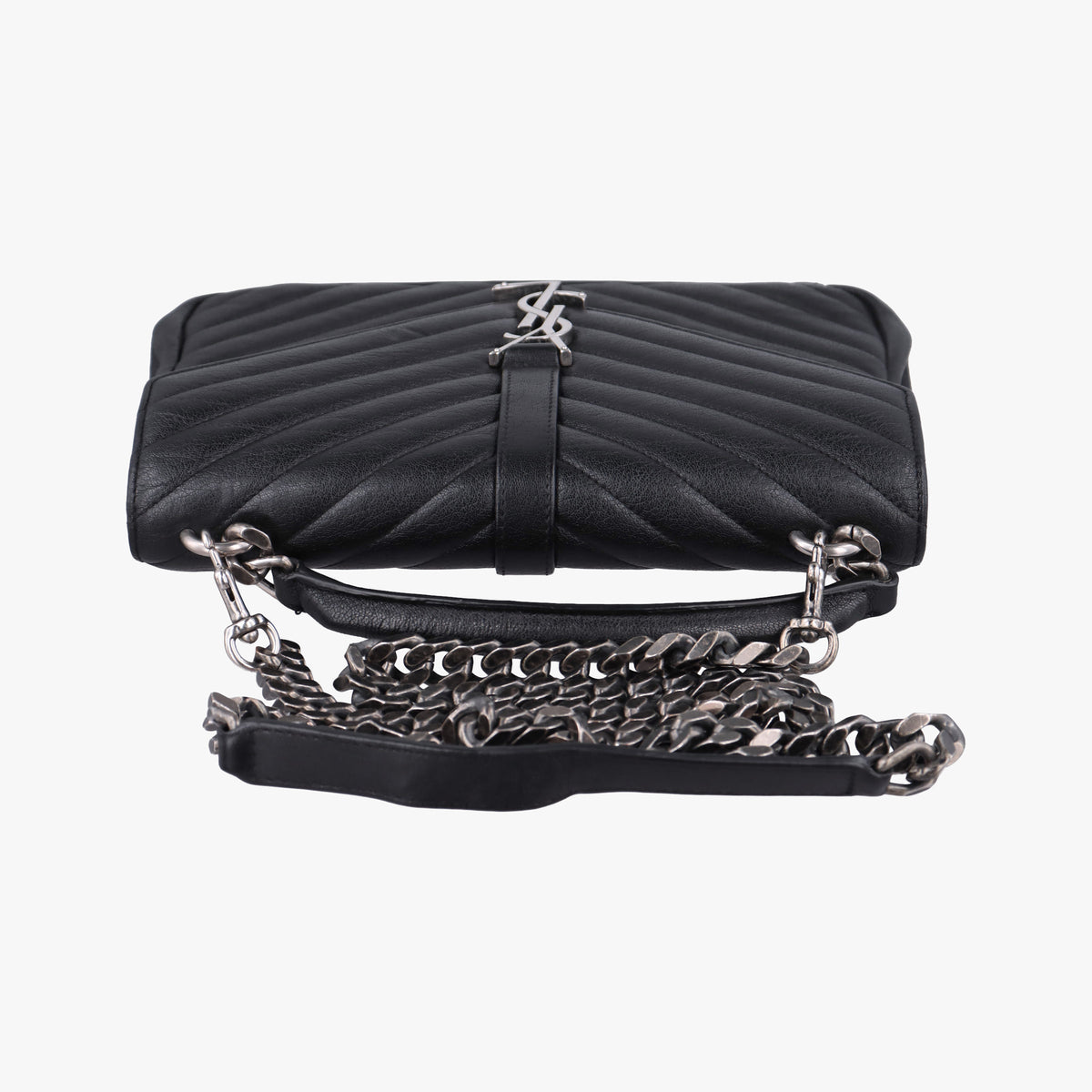 Pre-owned Yves Saint Laurent COLLEGE Black Leather 428056 shoulderbag | stylenewstar