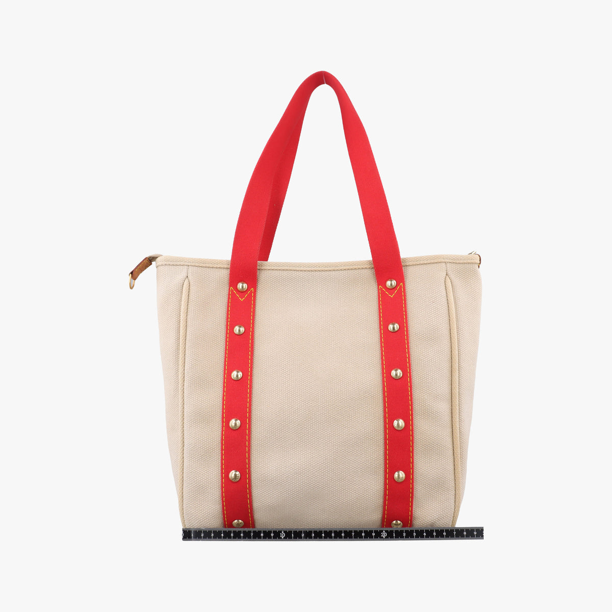 Pre-owned Louis Vuitton Kaba MM Antigua Beige x Red Canvas M40035 handbag | stylenewstar