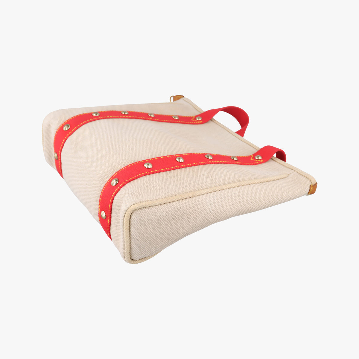Pre-owned Louis Vuitton Kaba MM Antigua Beige x Red Canvas M40035 handbag | stylenewstar