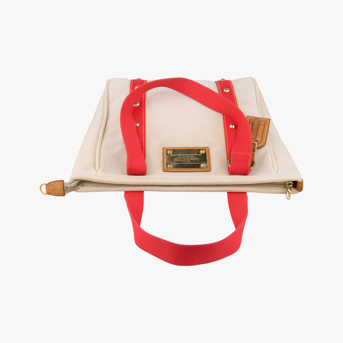 Secondhand Louis Vuitton Kaba MM Antigua Beige x Red Canvas M40035 handbag | stylenewstar