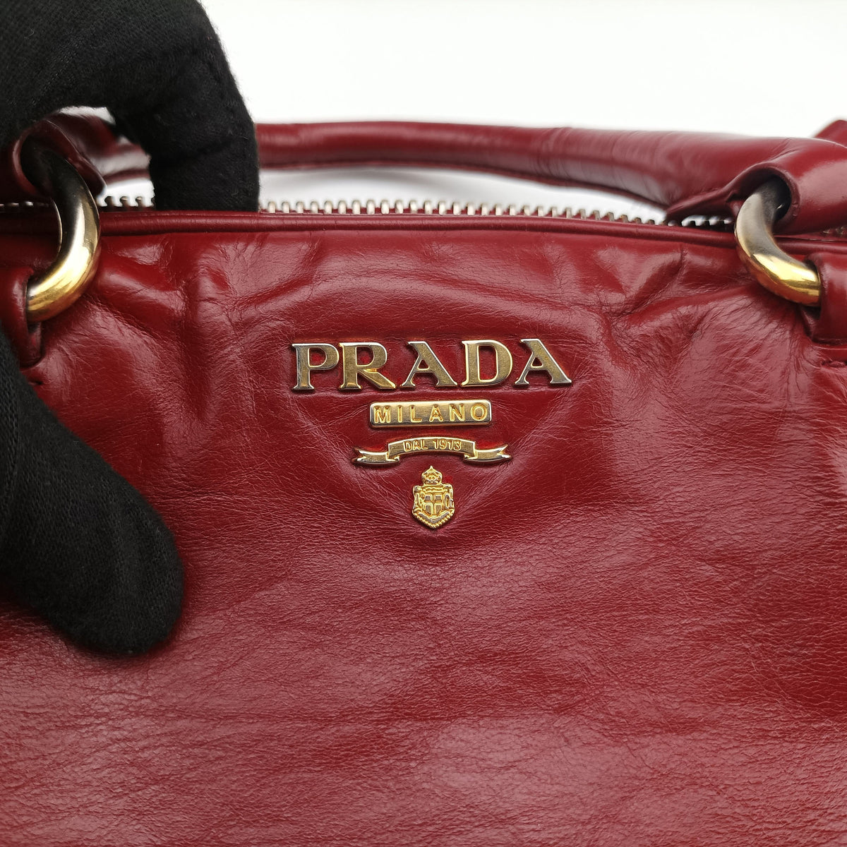 Pre-owned Prada Boston Bag Red Leather BL0821 shoulderbag | stylenewstar
